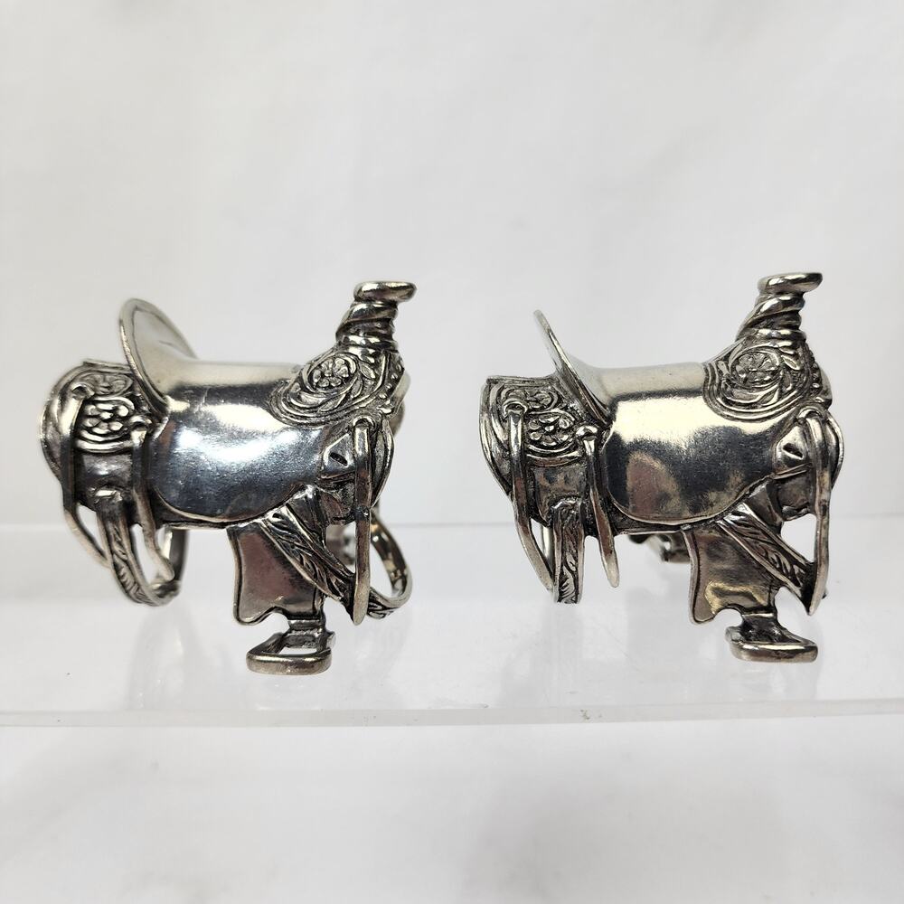 2 Pewter Western Horse Saddle Napkin Ring by Vagabond House 95 Large 2.5 x 2.5"